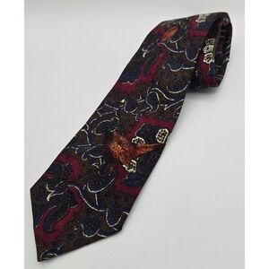 Vintage Polo Ralph Lauren Neck Tie Mens Multicolor Paisley Pheasant Bird
